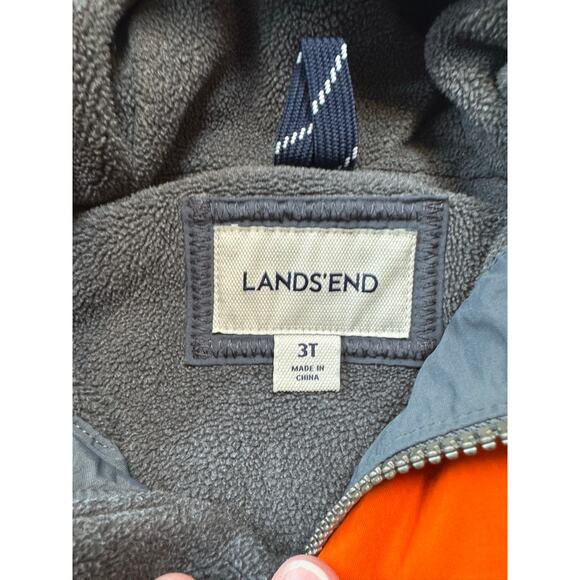 LAND'S END BOYS Winter Coat/Jacket; SIZE 3T; GRAY & ORANGE - Picture 3 of 15